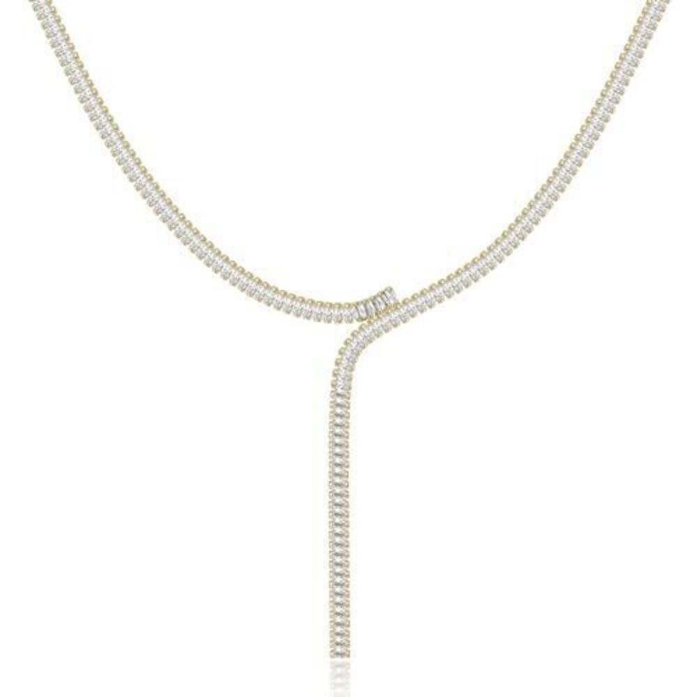 8252 Y Tennis Necklace 18K Gold Plated Baguette CZ Crystal Choker Necklace